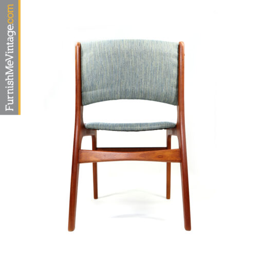 Blue Danish teak dining chairs