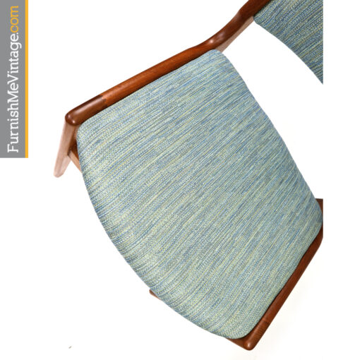 Blue Danish teak dining chairs
