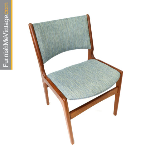 Blue Danish teak dining chairs