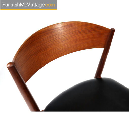 Danish teak bowed back dining chair by Jydsk