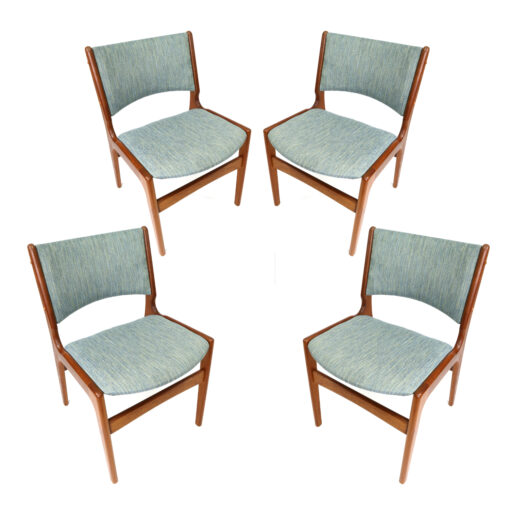 Blue Danish teak dining chairs