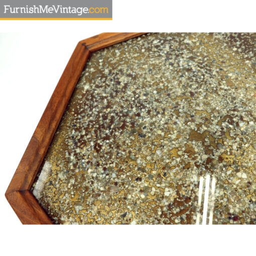 John Keal for Brown Saltman walnut hexagon enameled side tables