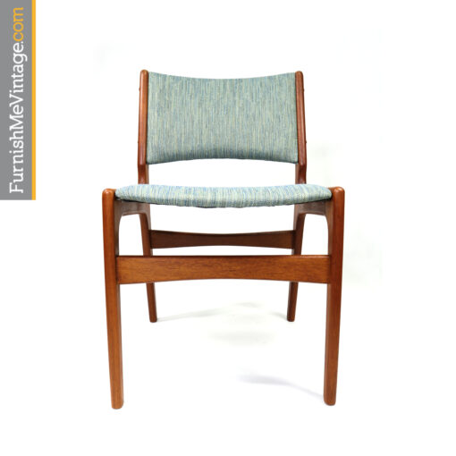 Blue Danish teak dining chairs