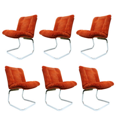 Roche Bobois suede and chrome cantilever chairs