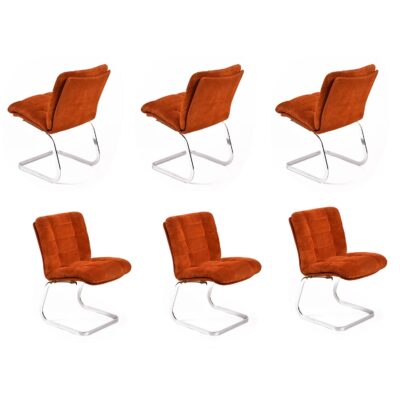 Roche Bobois Orange Suede chair with chrome base