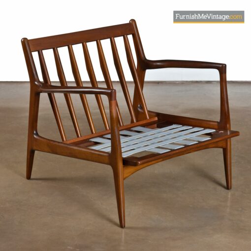 Yellow Leather Mid-Century Modern Kofod Larsen Selig arm chair