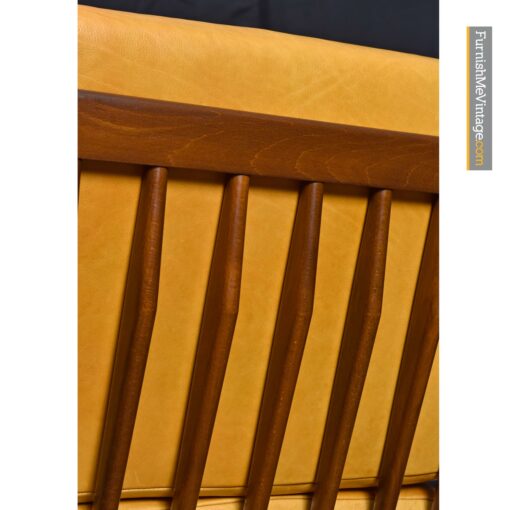 Yellow Leather Mid-Century Modern Kofod Larsen Selig arm chair