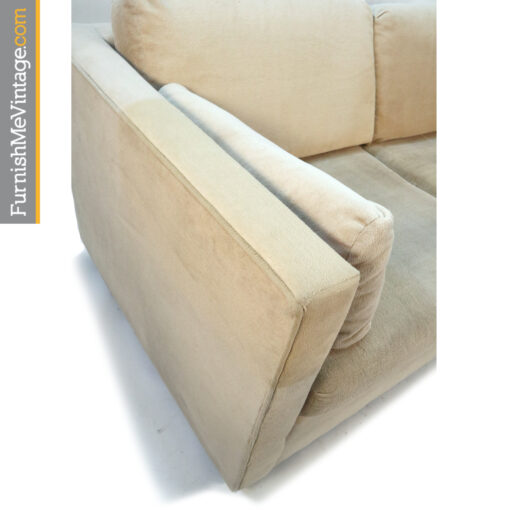 Beige tuxedo loveseat sofa