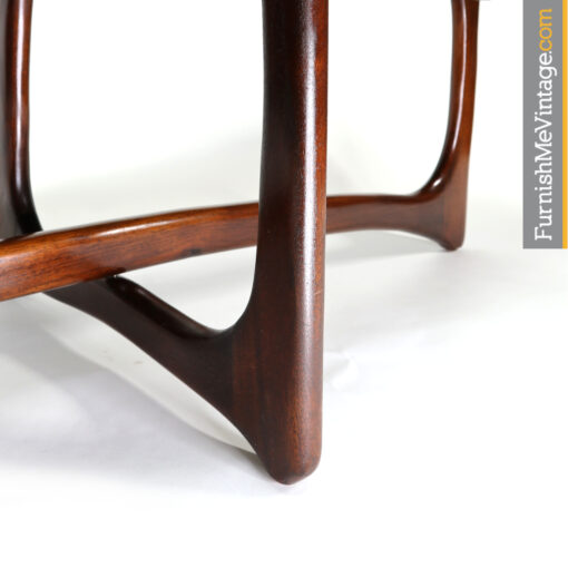Adrian Pearsall style mid century modern walnut and green bench
