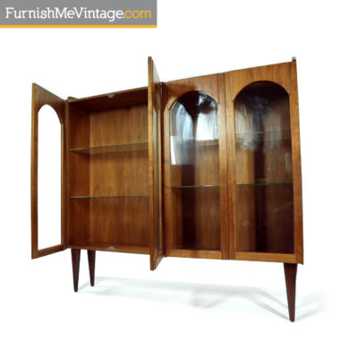 walnut china cabinet mid-century modern