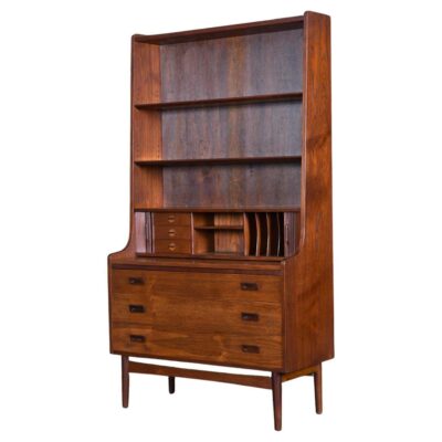 Pull-Out Desk Top Borge Mogensen Danish Teak Bookcase Tambour Door Secretary