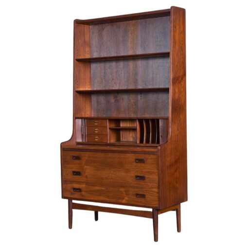 Pull-Out Desk Top Borge Mogensen Danish Teak Bookcase Tambour Door Secretary
