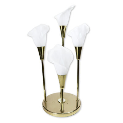 White flower Calla Lily brass gold lamp