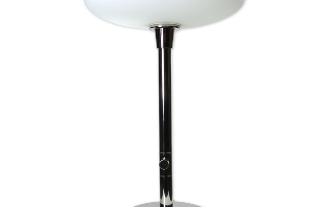 Modern Chrome Mushroom Table Lamp with White Saucer Diffuser