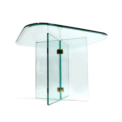 Pace Collection Leon Rosen rounded square and brass glass side table