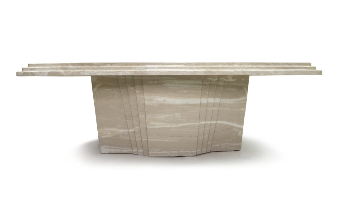 Vintage Art Deco Italian Travertine Stone Coffee Table