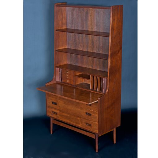 Pull-Out Desk Top Borge Mogensen Danish Teak Bookcase Tambour Door Secretary