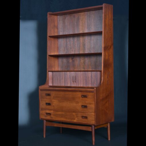 Pull-Out Desk Top Borge Mogensen Danish Teak Bookcase Tambour Door Secretary