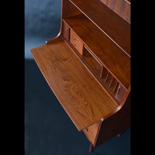 Pull-Out Desk Top Borge Mogensen Danish Teak Bookcase Tambour Door Secretary