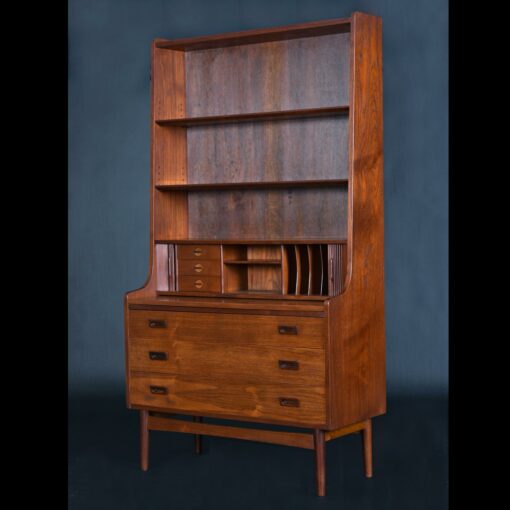 Pull-Out Desk Top Borge Mogensen Danish Teak Bookcase Tambour Door Secretary