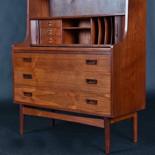 Pull-Out Desk Top Borge Mogensen Danish Teak Bookcase Tambour Door Secretary