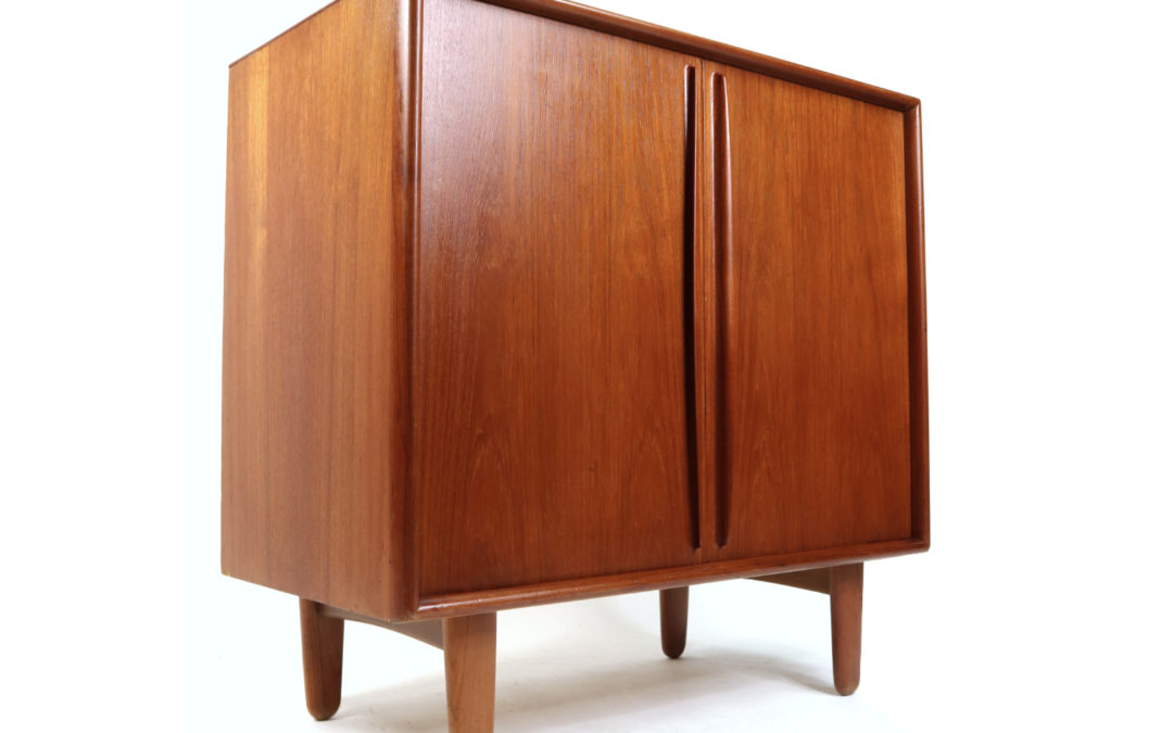 Svend Madsen for Falster Small Danish Teak Credenza Dry Bar Record Cabinet