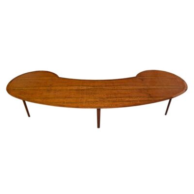 kidney bean shaped mahogany mid century modern dining table