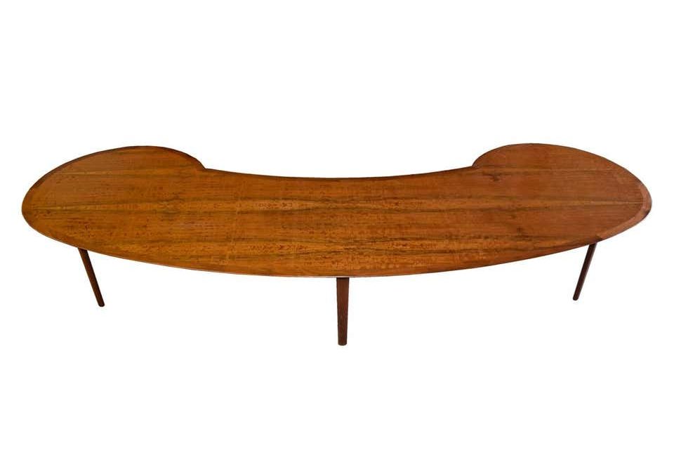 Large 12 Foot Mid-Century Modern Amorphic Kidney Bean Shape Conference Table Desk