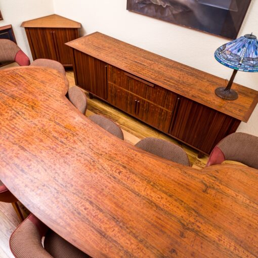 kidney bean shaped mahogany mid century modern dining table