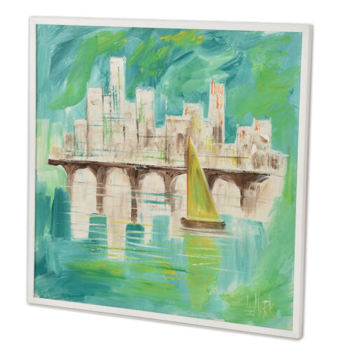 Green Lemark Mid-Century Modern sailboat painting