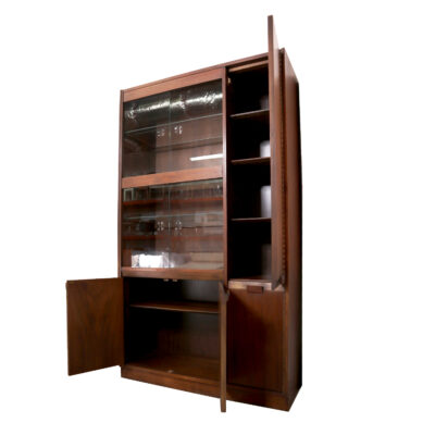 walnut mid century modern china cabinet hutch