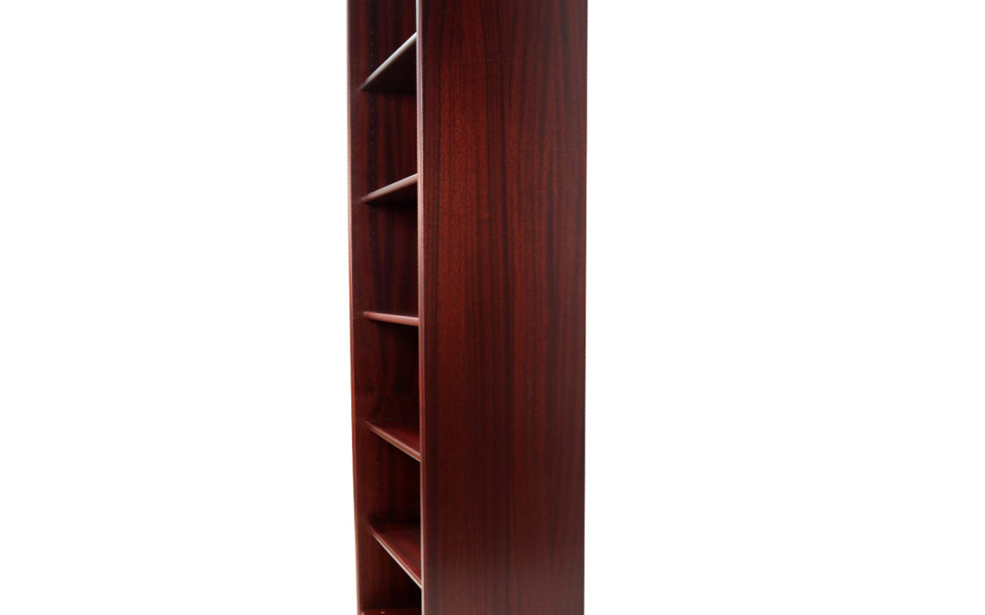 Narrow Danish Modern Rosewood Bookcase with Adjustable Shelves