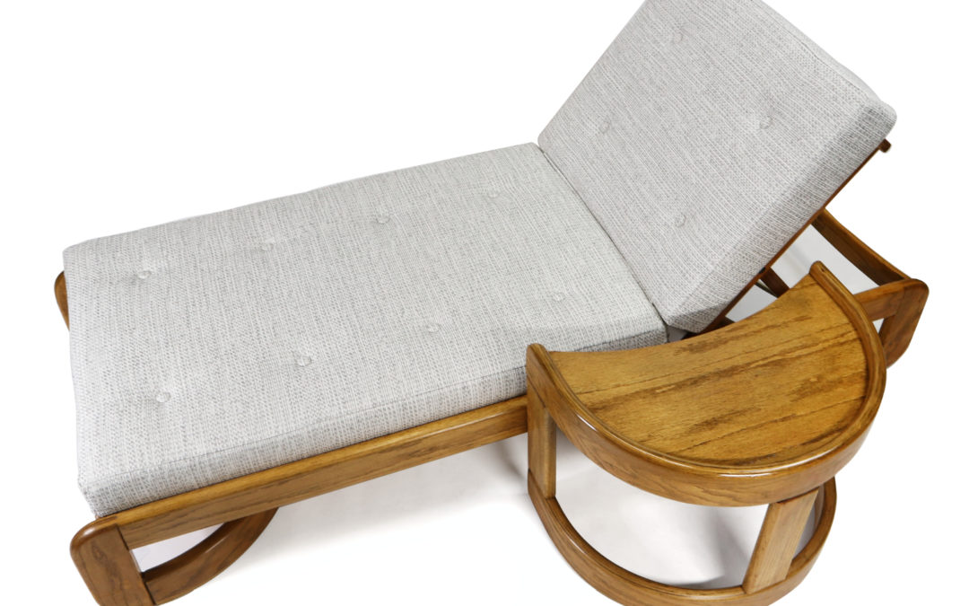 Howard Mid-Century Modern Restored Indoor Adjustable Chaise Lounge Daybed with Side Table