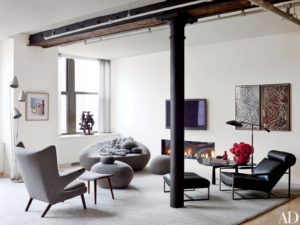 Will Ferrell's New York City Home decorated in mid-century modern furniture and art