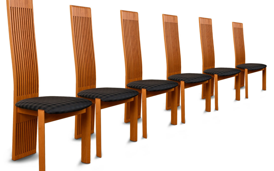 Luxury Costantini Pietro High Back Modern Italian Cherry Dining Chairs