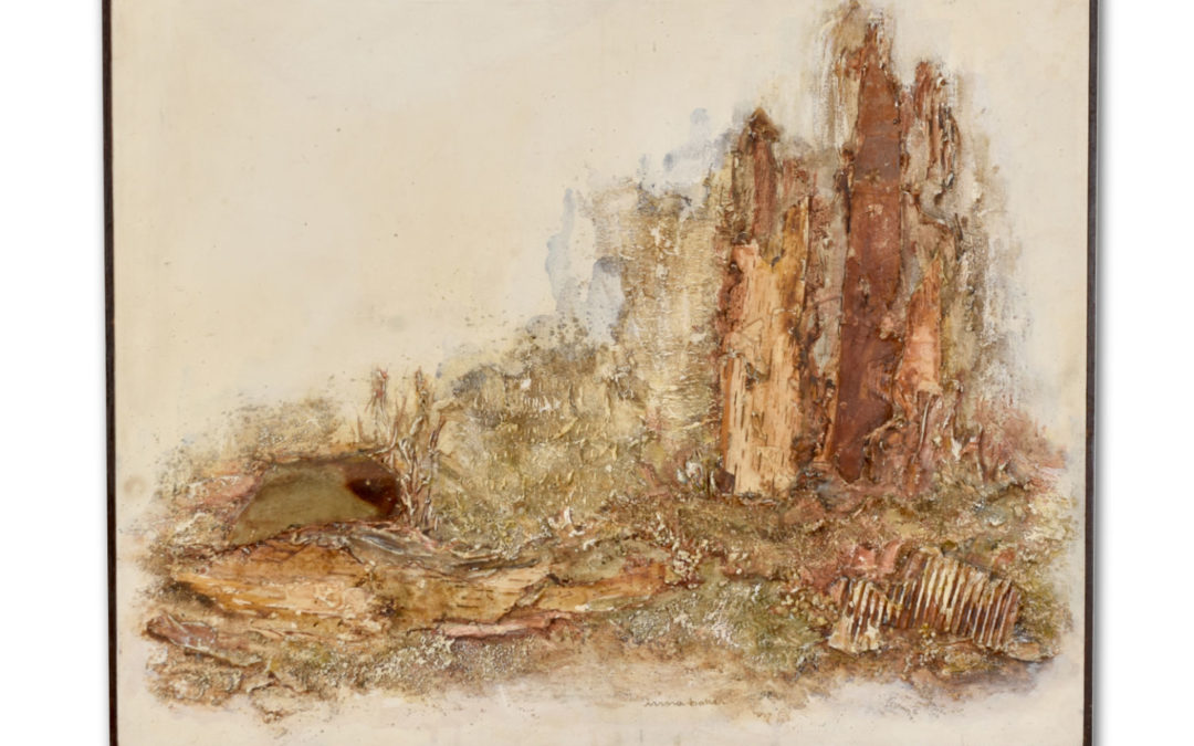 Irma Baker Mixed Media Earthen Painting with Burlap and Bark