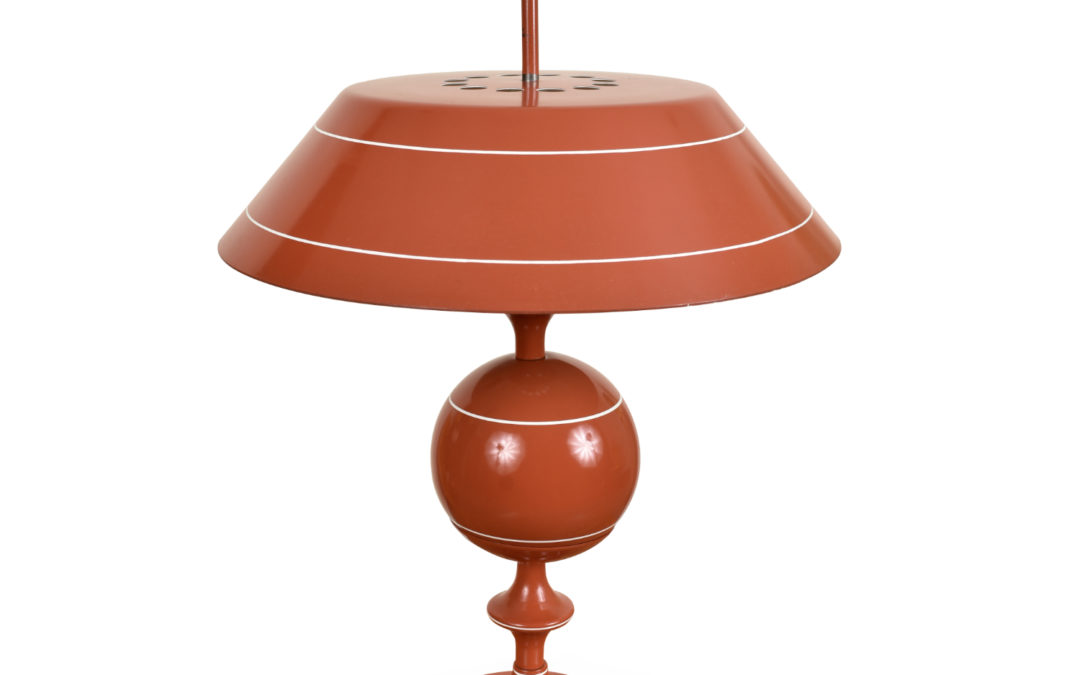 Persimmon Vintage Metal Enamel Table Lamp with Saucer Shade