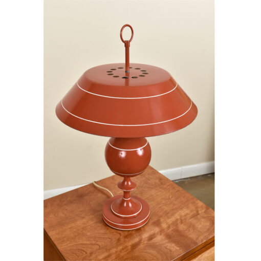 Vintage metal enamel toleware lamp saucer shade