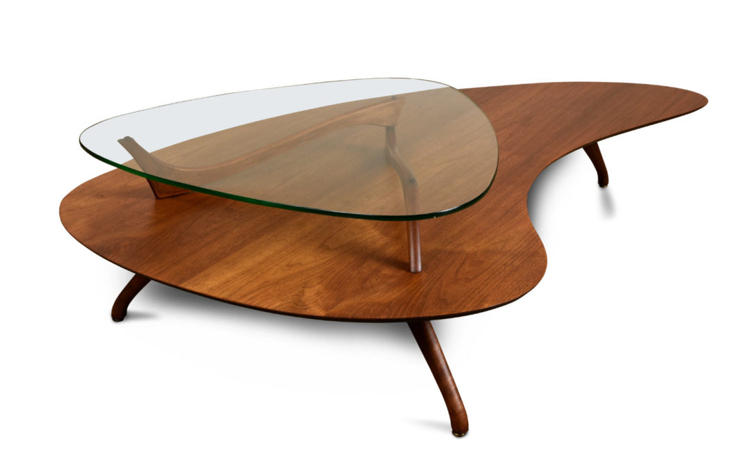 Restored Vladimir Kagan Style Two Tier Amorphic Boomerang Coffee Table