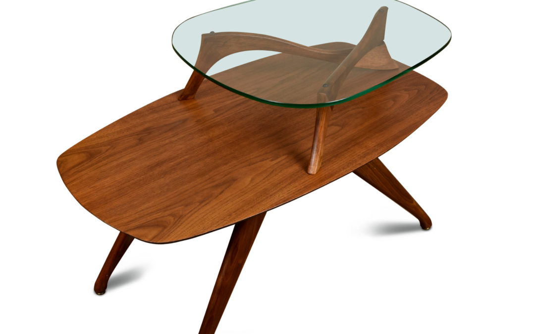 Restored Vladimir Kagan Style Rectangular Two Tier End Table