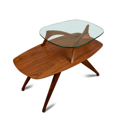 Vladimir Kagan Style Rectangular Two Tier End Table