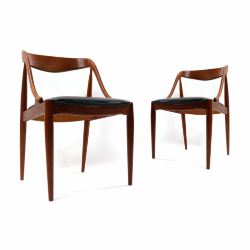 Johannes Andersen for Uldum Mobelfabrik set of 10 vintage 1960s Danish teak dining chairs. Exquisite mid-century modern design on beautifully aged teak.