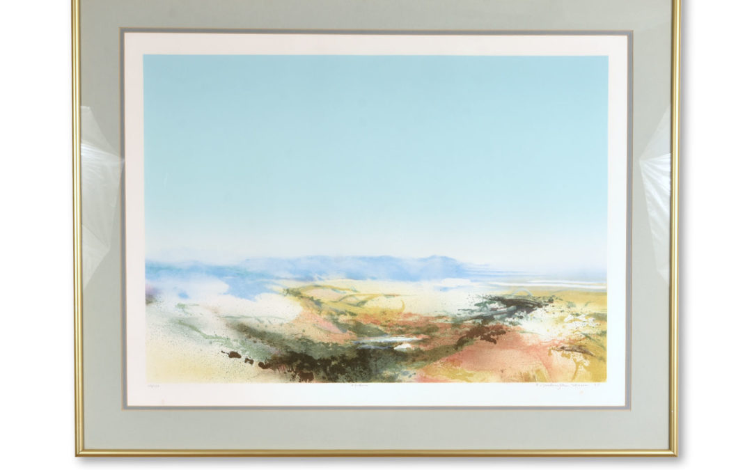 John Maxon Hi Rider Large Watercolor Abstract Landscape Aquatint Etching