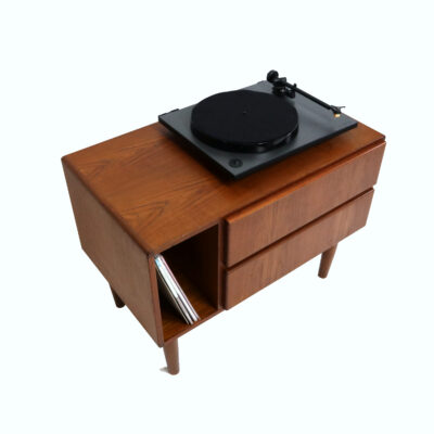 Danish teak record cabinet printer stand nighstand