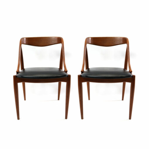 Johannes Andersen for Uldum Mobelfabrik set of 10 vintage 1960s Danish teak dining chairs. Exquisite mid-century modern design on beautifully aged teak.