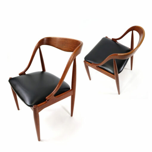 Johannes Andersen for Uldum Mobelfabrik set of 10 vintage 1960s Danish teak dining chairs. Exquisite mid-century modern design on beautifully aged teak.