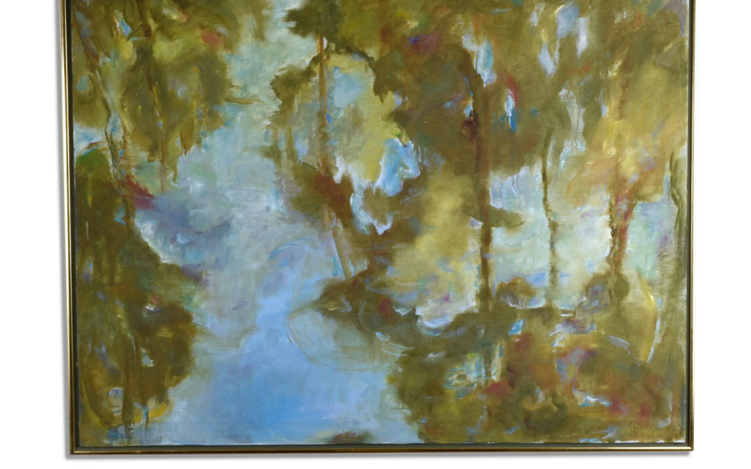 V. Reeder After Water Lillies Trees Reflecting on Water Painting