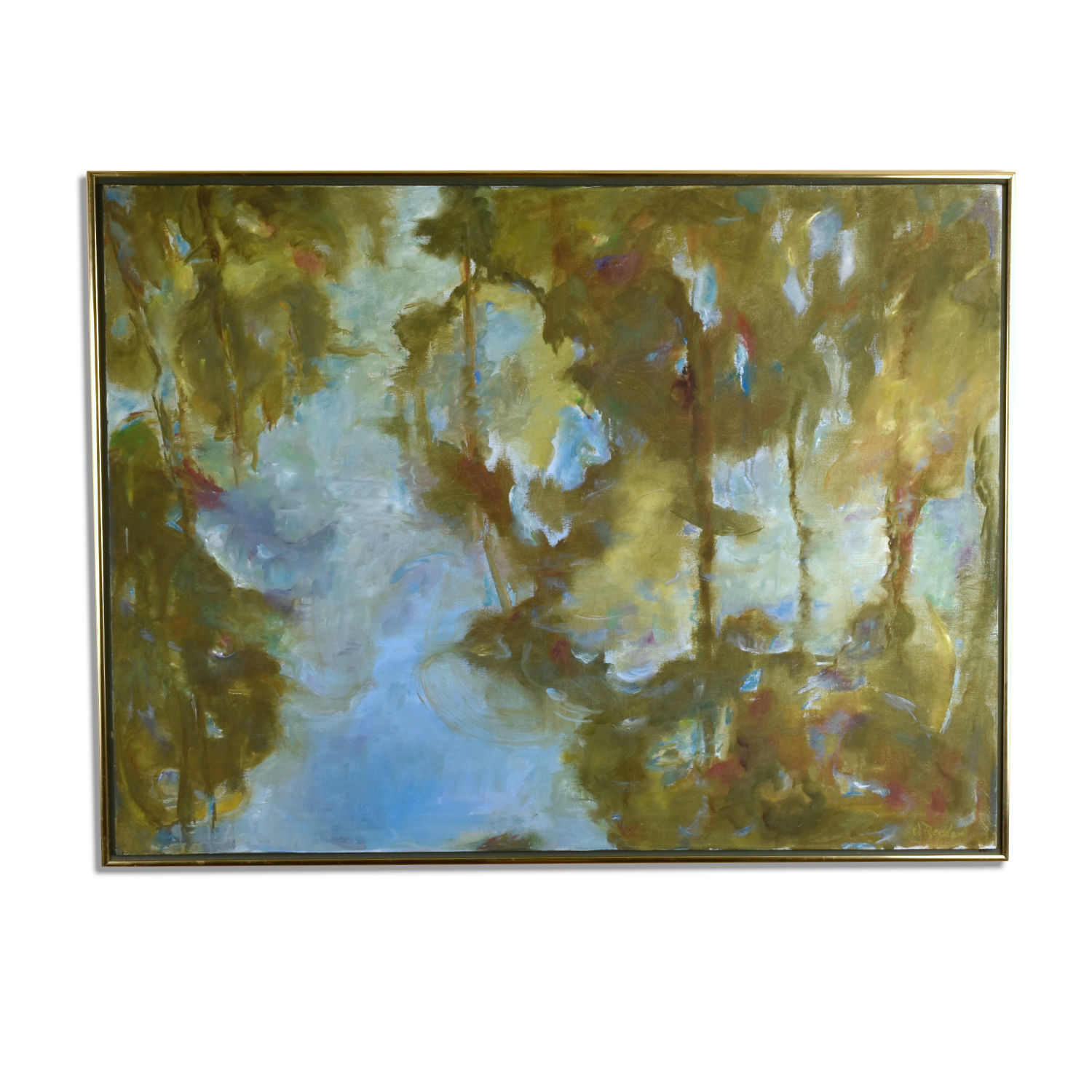 V. Reeder After Water Lillies Trees Reflecting on Water Painting V. Reeder After Water Lillies Trees Reflecting on Water Painting