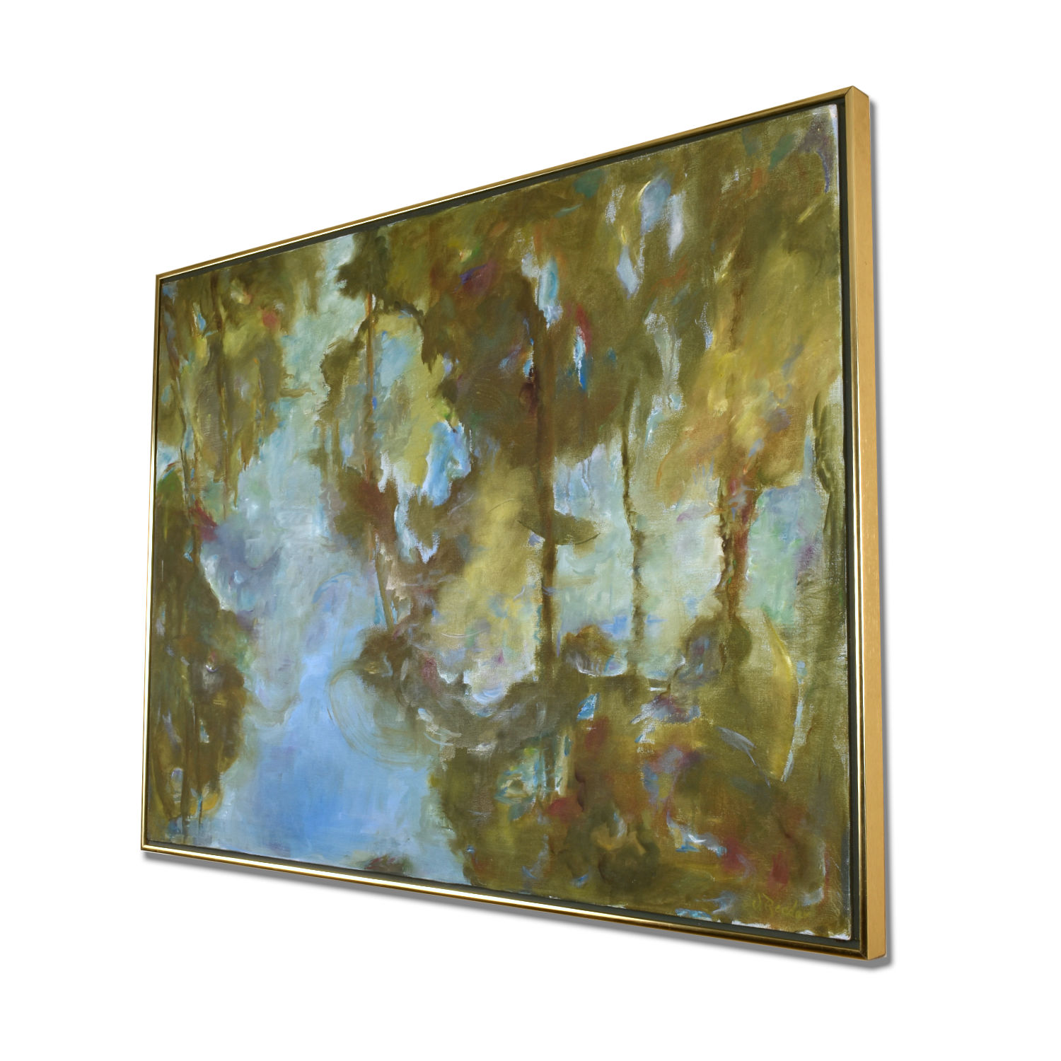 V. Reeder After Water Lillies Trees Reflecting on Water Painting V. Reeder After Water Lillies Trees Reflecting on Water Painting