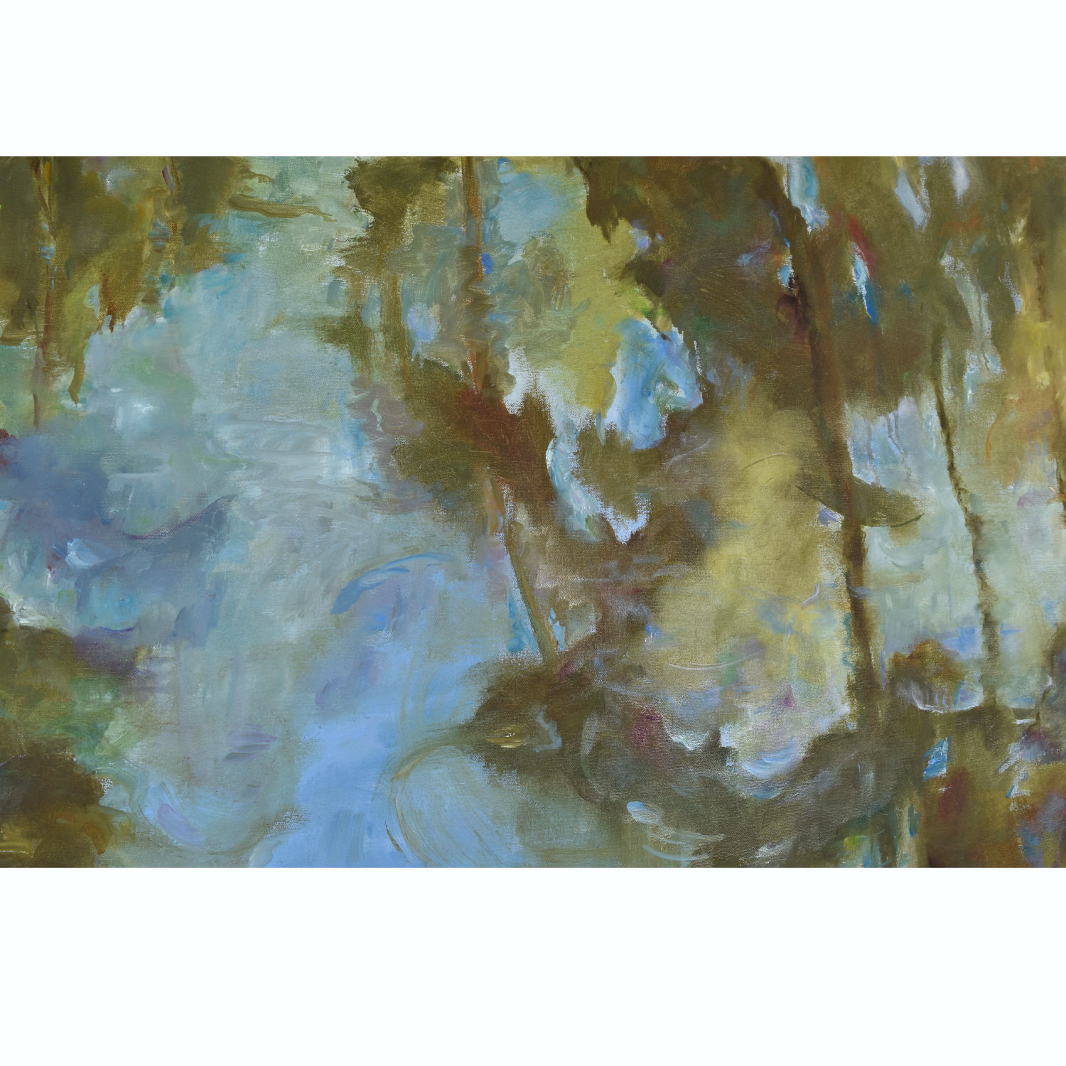 V. Reeder After Water Lillies Trees Reflecting on Water Painting